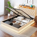 Upholstered Lift-Up Queen Platform Bed – Storage-Friendly Headboard Design, No Box Spring Needed