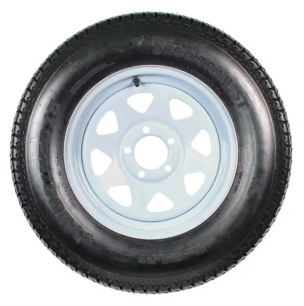 Trailer Tire & Rim Set — 2-Pack ST205/75D15 (205/75-15), Load Range C, 5-Hole White Spoke Design