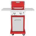 Compact 2-Burner Propane Gas Grill  Red Stainless Steel Finish, 28,000 BTU Output