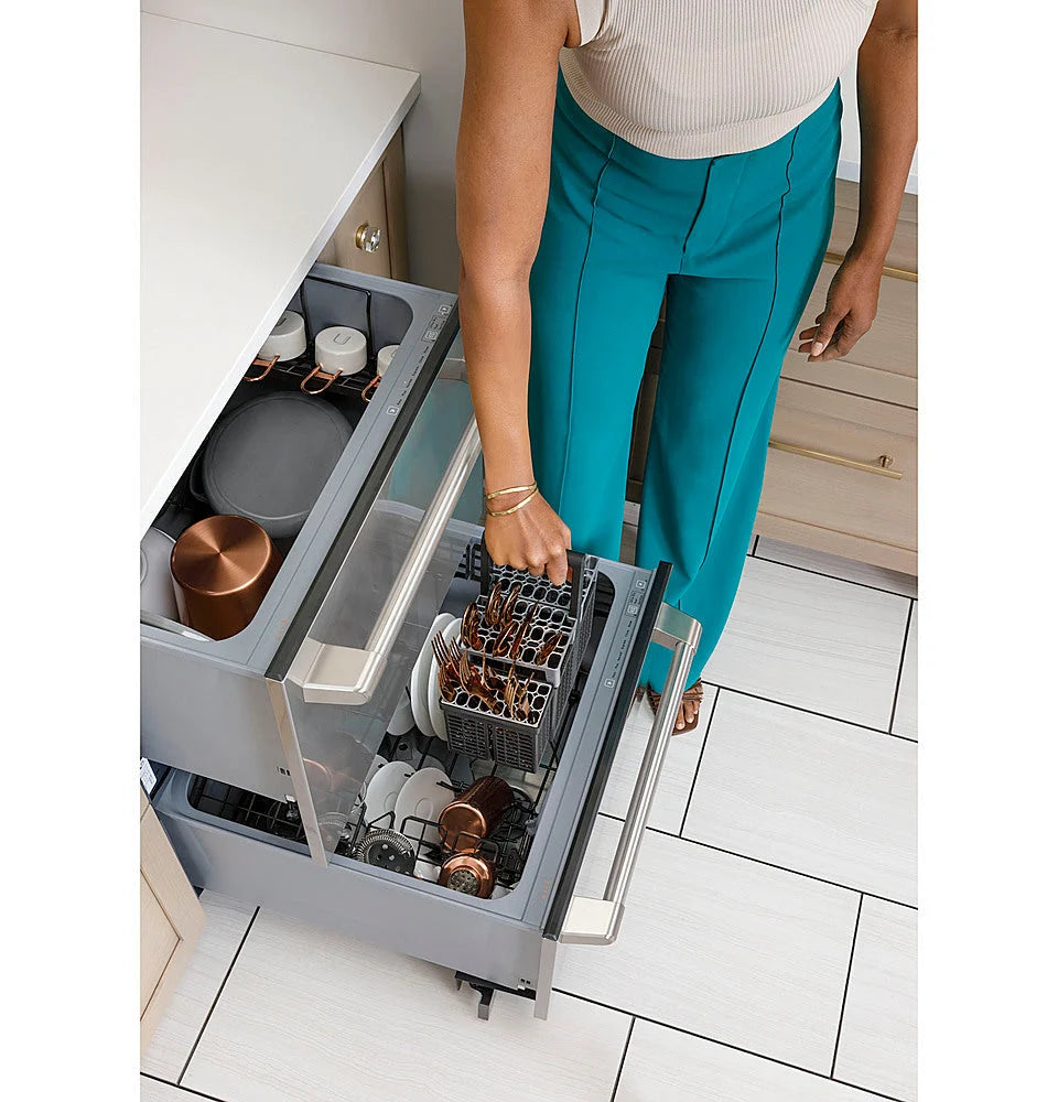 Café 24" Top Control Built-In Double Drawer Dishwasher - Stainless steel