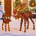 Two-Light-Up Christmas Moose Figures — Family-Themed Deer Decor with 170 Warm White LEDs