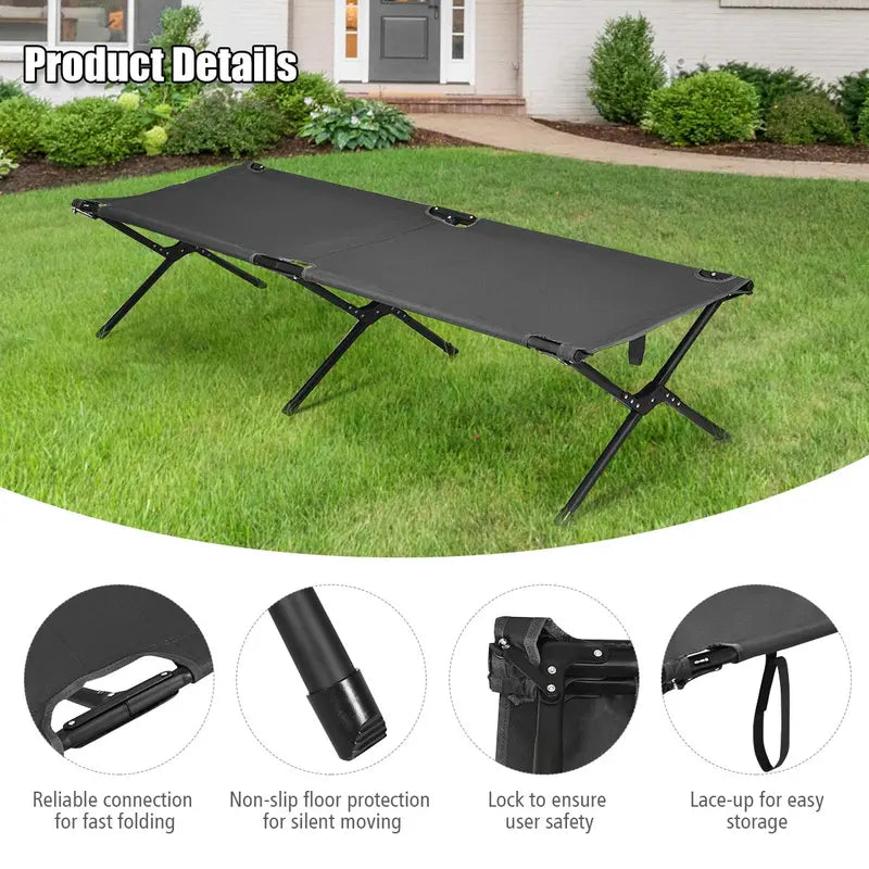 Travel-Ready Folding Camping Cot with Durable Carry Bag Included