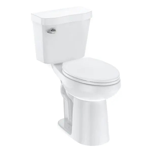 Cotton White ADA-Height Two-Piece Elongated Toilet  1.28-Gallon Siphonic Flush with Quiet-Close Seat