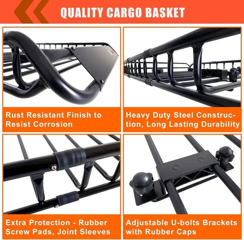 Universal Roof Rack Basket – 51 x 36 x 5 Inches with Waterproof Storage Bag