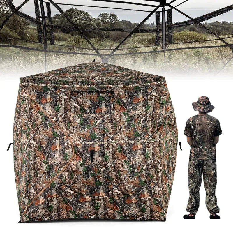 Spacious Camo Hunting Blind – Designed for 3–4 Hunters with 270° Field of View