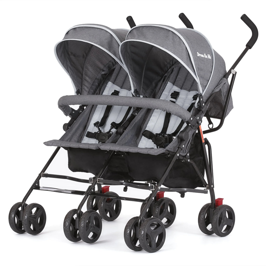 Dream On Me Volgo Twin Umbrella Stroller, Dark and Light Grey