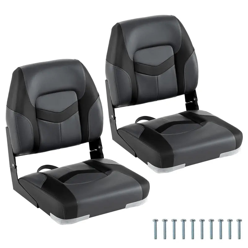 Two-Pack Folding Marine-Grade Boat Seats with Stainless Steel Hardware and Aluminum Hinges