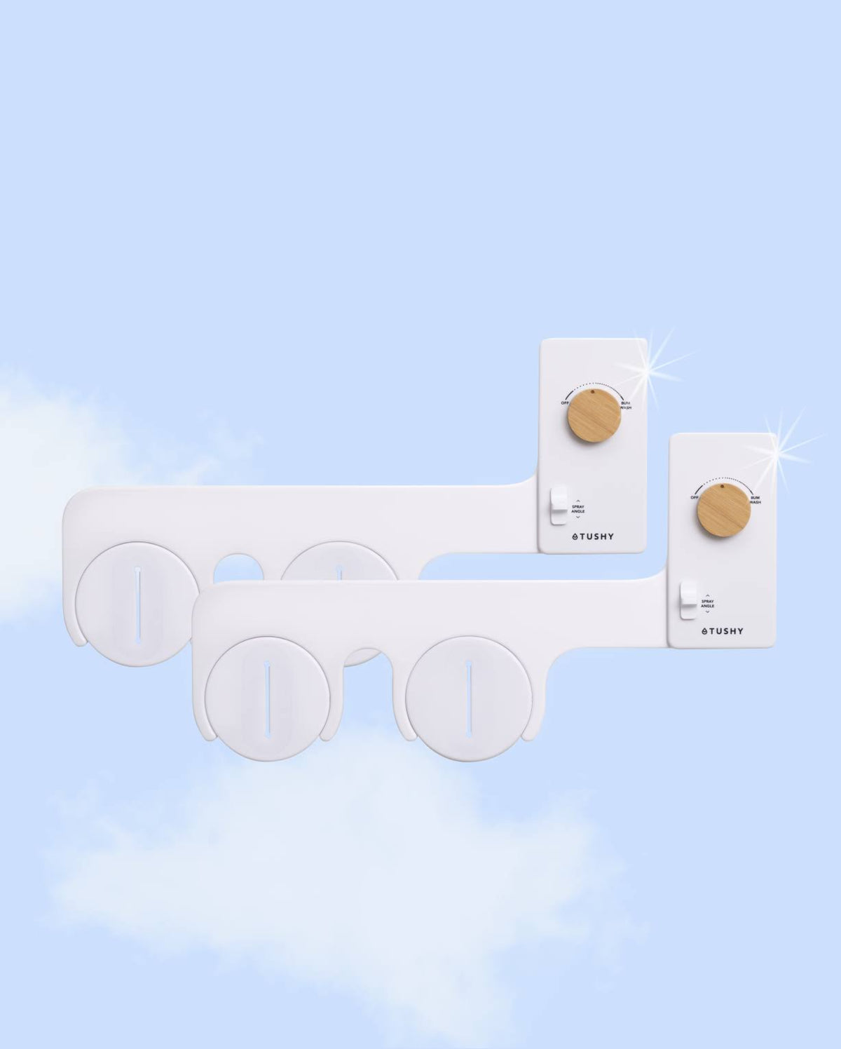 Tushy Classic 3.0 Bidet Attachment | Universal Fit | 2 Pack White/Bamboo