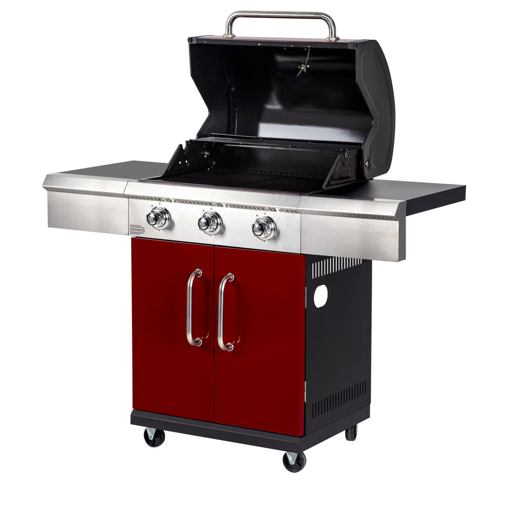 Glo 3 Burner Red Propane Gas Grill