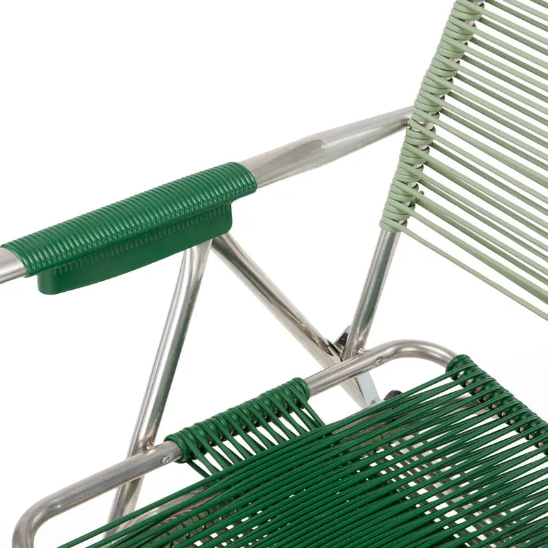 Spaghetti Outdoor Lounge Chair – Sage Green Woven Frame
