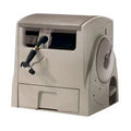 Suncast 100-Foot Auto-Rewind Hose Reel – PowerWind System with Light Taupe Housing & Wall Mount Option