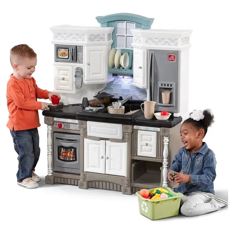 Step2 Lifestyle Dream Kitchen Playset – Interactive Toddler Pretend Kitchen with Electronic Sounds, Lights, and Role-Play Accessories