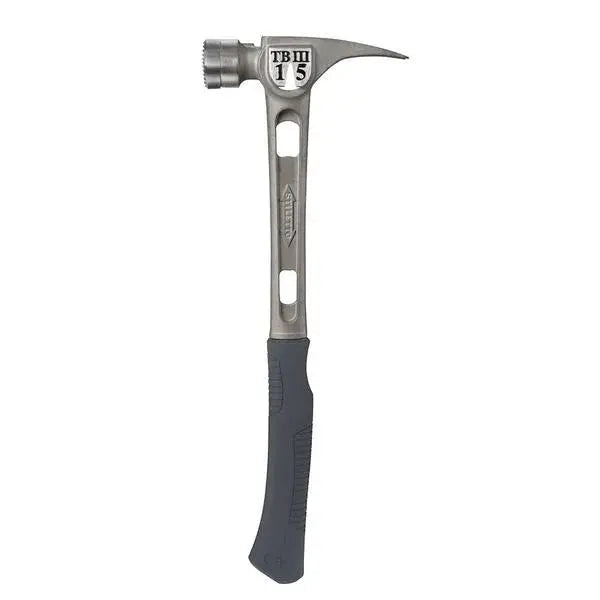 Stiletto Ti-Bone III Titanium Hammer – 15 oz Milled-Face Framing Hammer with Ergonomic Curved Handle