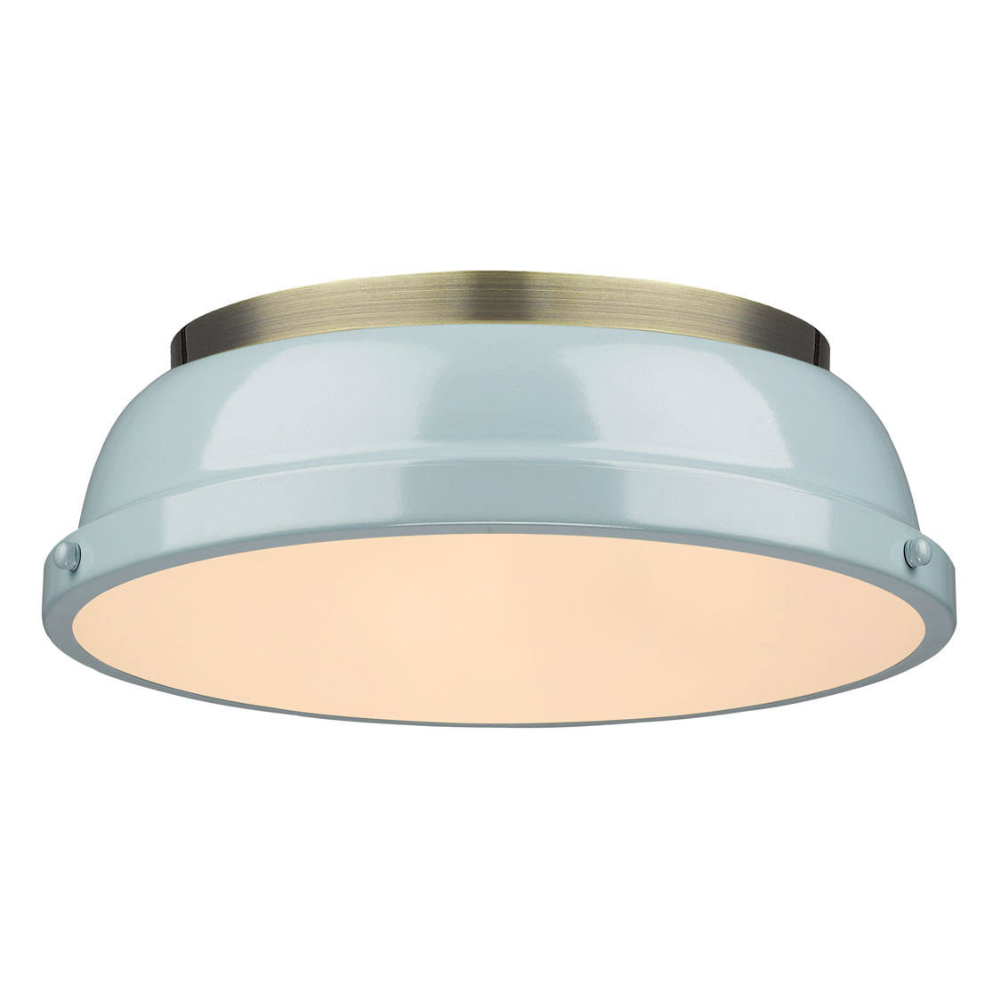 Golden Lighting 3602-14 AB-SF Duncan Flush Mount Light, Aged Brass