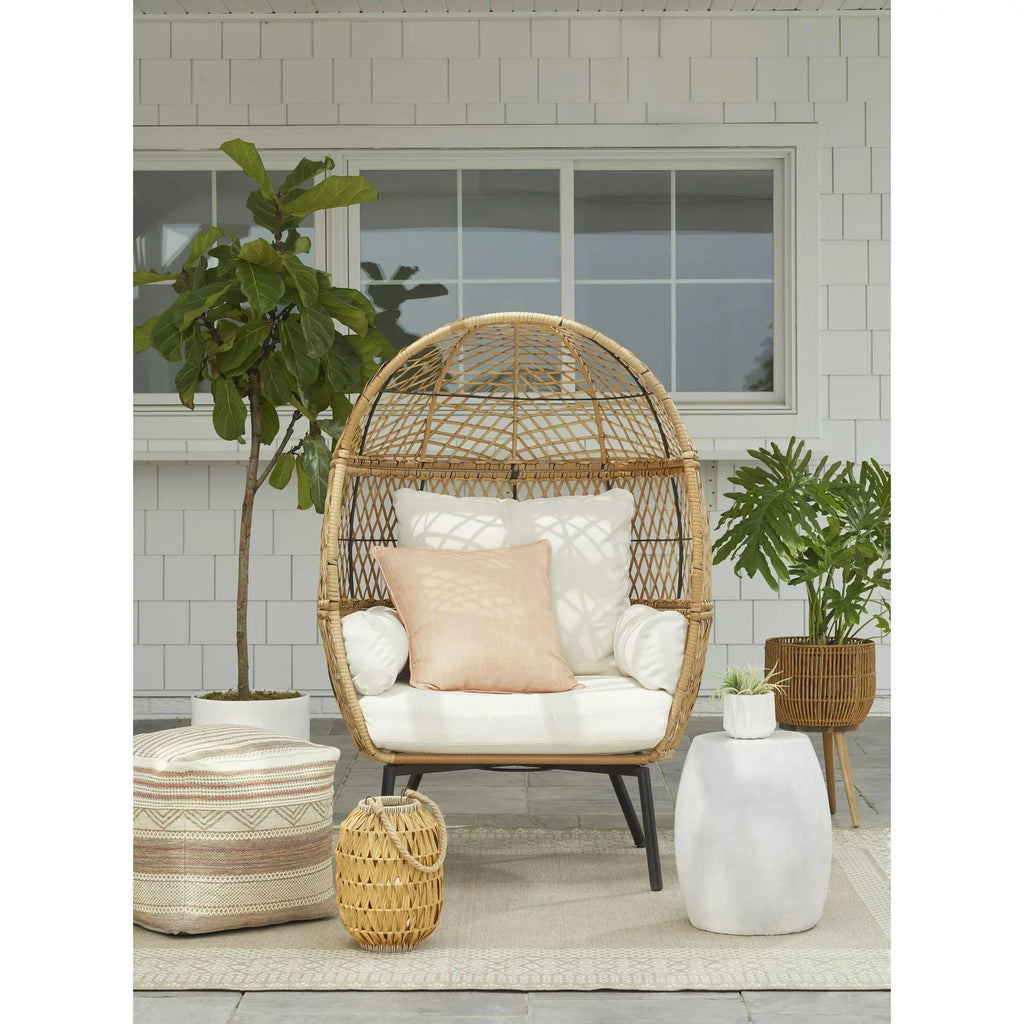 Better Homes and Gardens Ventura Boho Stationary Wicker Egg Chair . Off-White