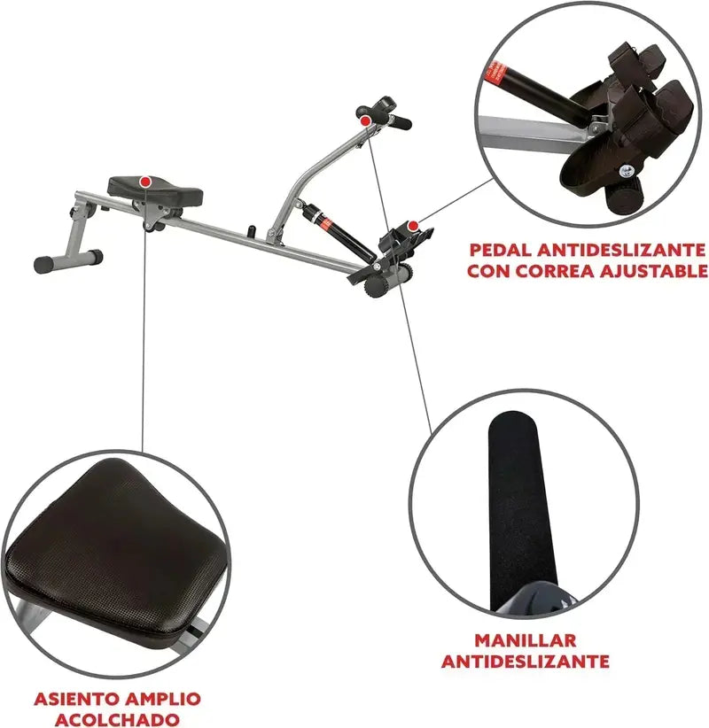 Sunny Health & Fitness Compact Rowing Machine – 12-Resistance-Level Indoor Rower with Space-Saving Design