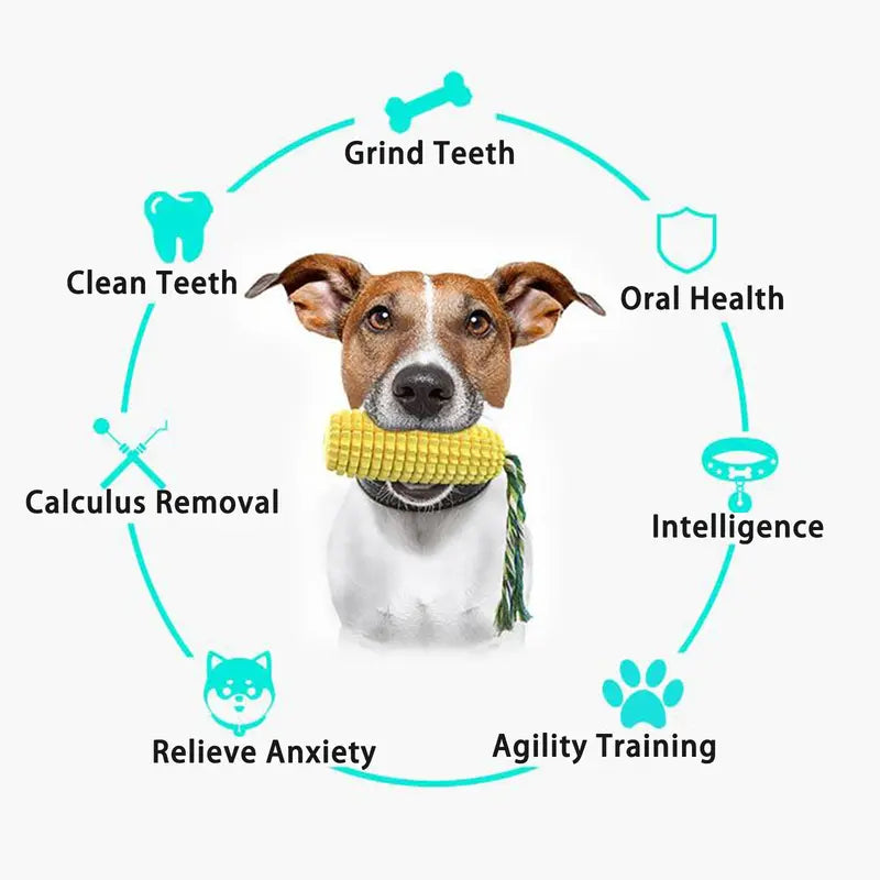 Dog Chew Toys, Puppy Toothbrush for Cleaning Teeth,Dog Squeak/Non-Squeak Toys Interactive Corn Toys, Dog Toys Aggressive Chewers for Small/Medium/Large Dog