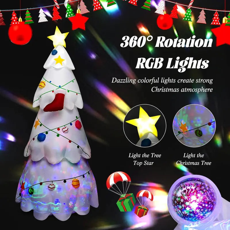 Tangkula 8FT Inflatable Christmas Tree with LED & Rotating Lights, Waterproof Polyester, Indoor/Outdoor Holiday Decoration