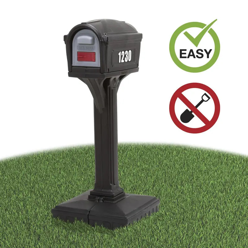 Traditional Black Plastic Residential Mailbox – Durable, Weather-Resistant Curbside Delivery Box