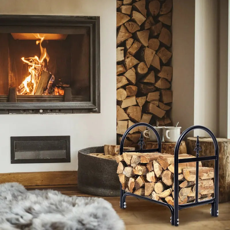 Compact 2-Foot Firewood Rack  Space-Saving Indoor and Outdoor Log Holder