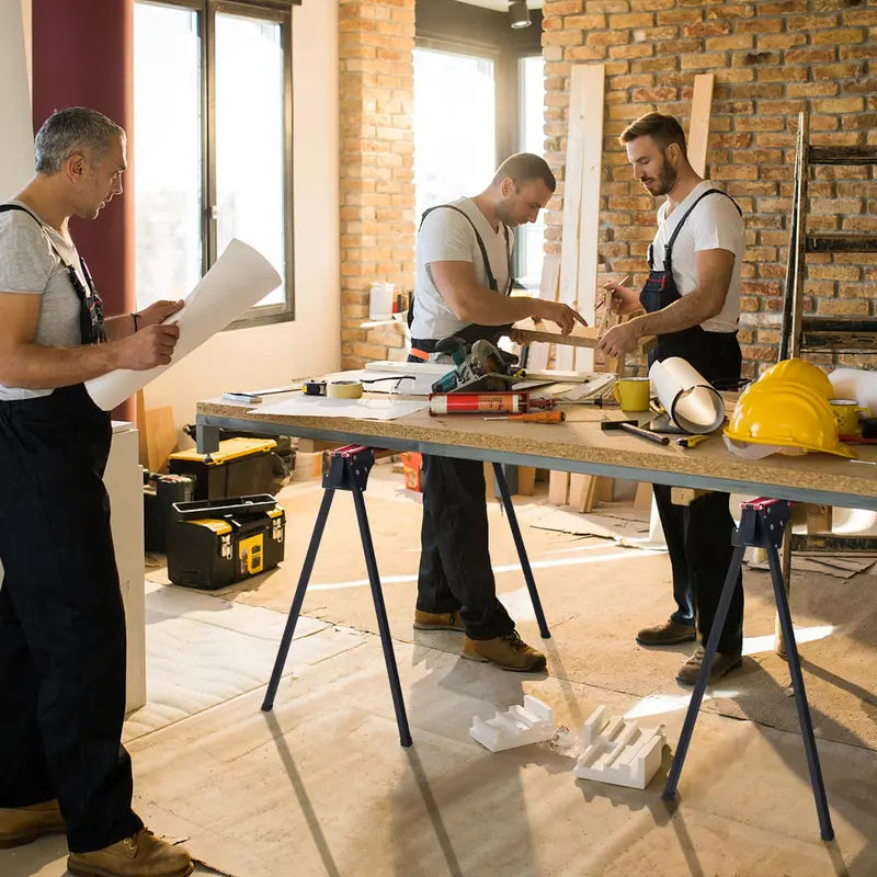 Two-Piece Folding Sawhorse Set for DIY Projects, Carpentry & On-Site Support