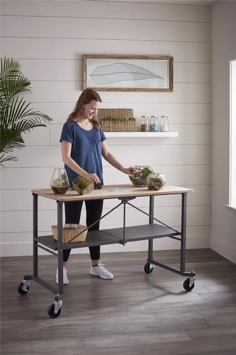 COSCO SmartFold Portable Workbench / Folding Utility Table with Locking Casters, 600 lb. Capacity, 51.4
