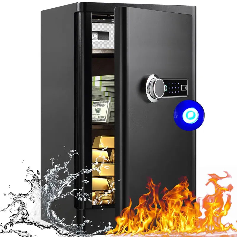 TC60 Biometric Home Safe – 5.0 Cu. Ft. Fireproof & Waterproof Security Box with Fingerprint Lock, Hidden Compartment & LED Interior Light