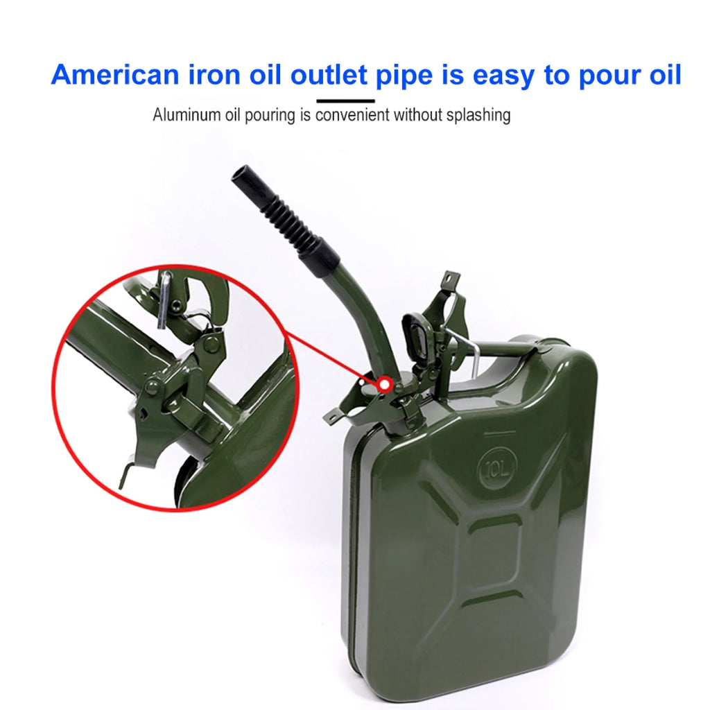 EUBUY 20L Green Metal Jerry Can Store Container with Fixed Spout for Petrol Oil Water Alcohol