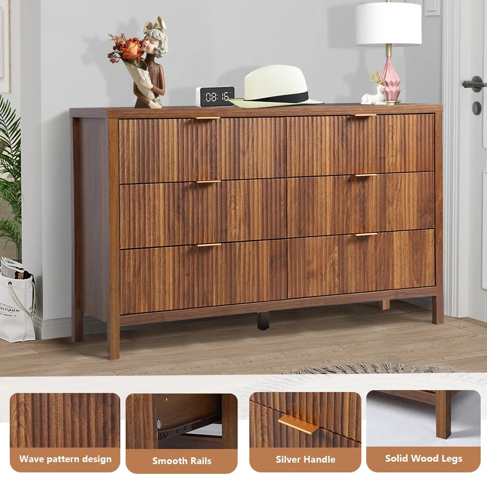 YOCWO Fluted Nightstand for Bedroom Set of 2, Wood Bedside Table Set of 2 with Drawers, Black