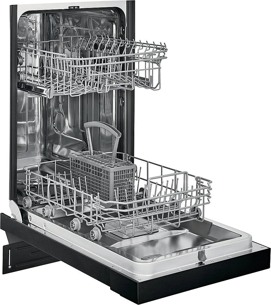 Frigidaire - 18" Compact Front Control Built-In Dishwasher with Stainless Steel Tub, 52 dBA - Black