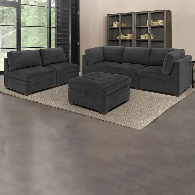 Thomasville Tisdale Fabric Sectional – Includes Storage Ottoman and Modern Profile