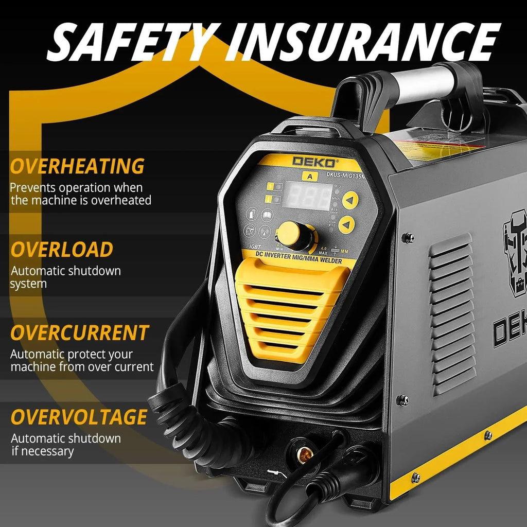 DEKO 135Amp MIG/MMA Welder .110V Flux MIG/Stick/Gass MIG 3 in 1 welding machine IGBT DC Inverter