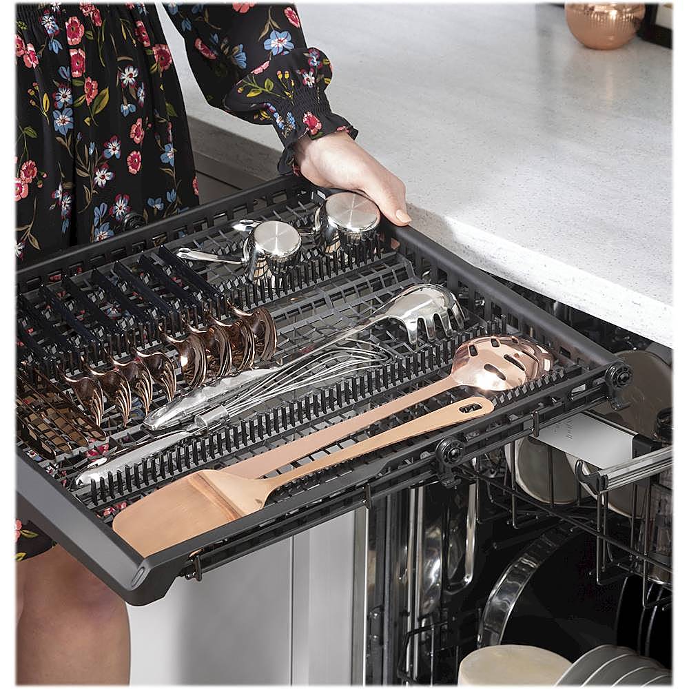 Café - 24" Top Control Tall Tub Built-In Dishwasher with Stainless Steel Tub and Silverware Jets - Stainless steel