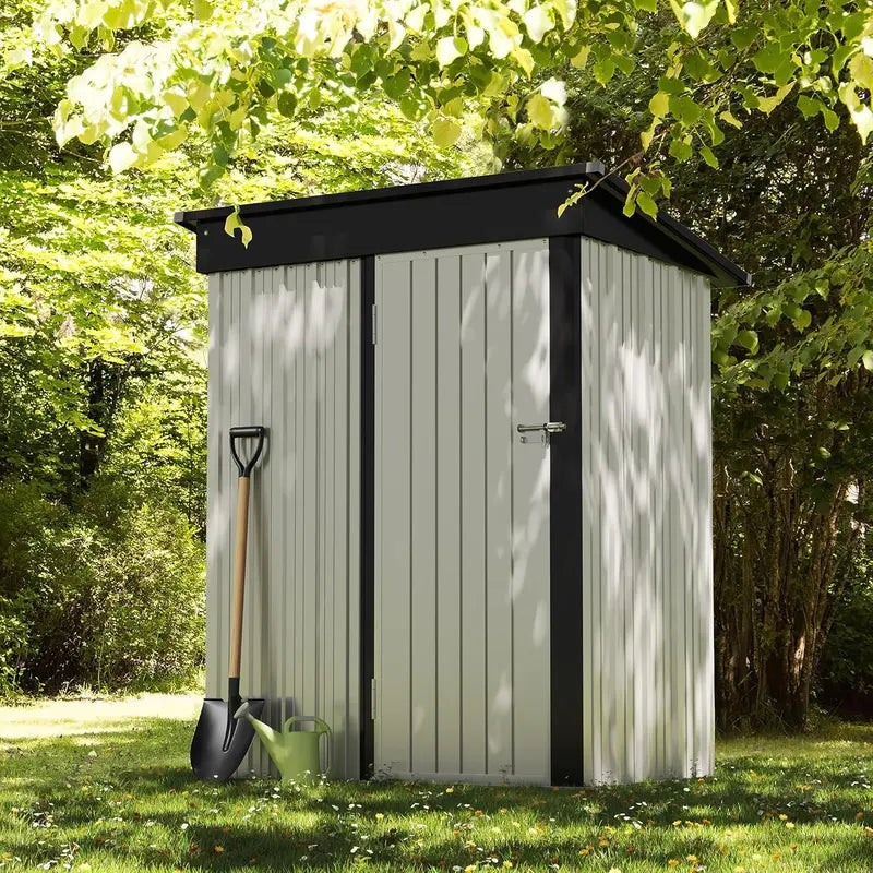 Devoko 5 x 3 Corrosion-Resistant Garden Shed  Lockable Steel Outdoor Storage House with Single Secure Door