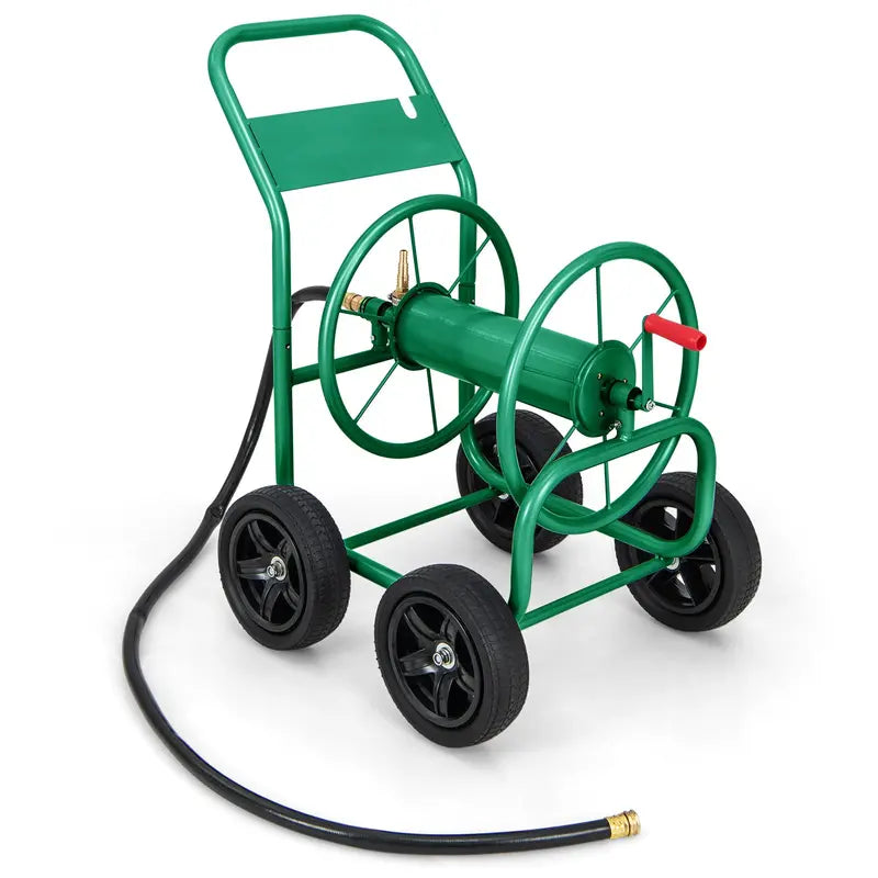 Compact Garden Hose Reel on Wheeled Cart for Easy Storage