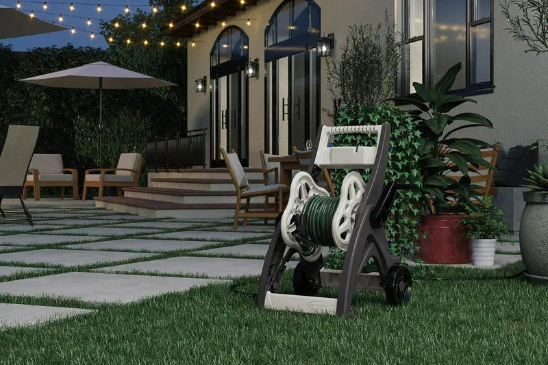 Suncast Hosemobile 175-Foot Wheeled Hose Reel Cart – Gray, All-in-One Storage & Mobility