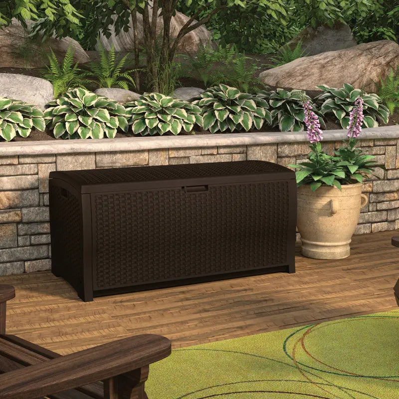 Suncast Resin 99-Gallon Deck Box – Mocha Brown – DBW9200