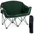 Dual-Seat Folding Outdoor Couch with Cup Holders and Back Pockets