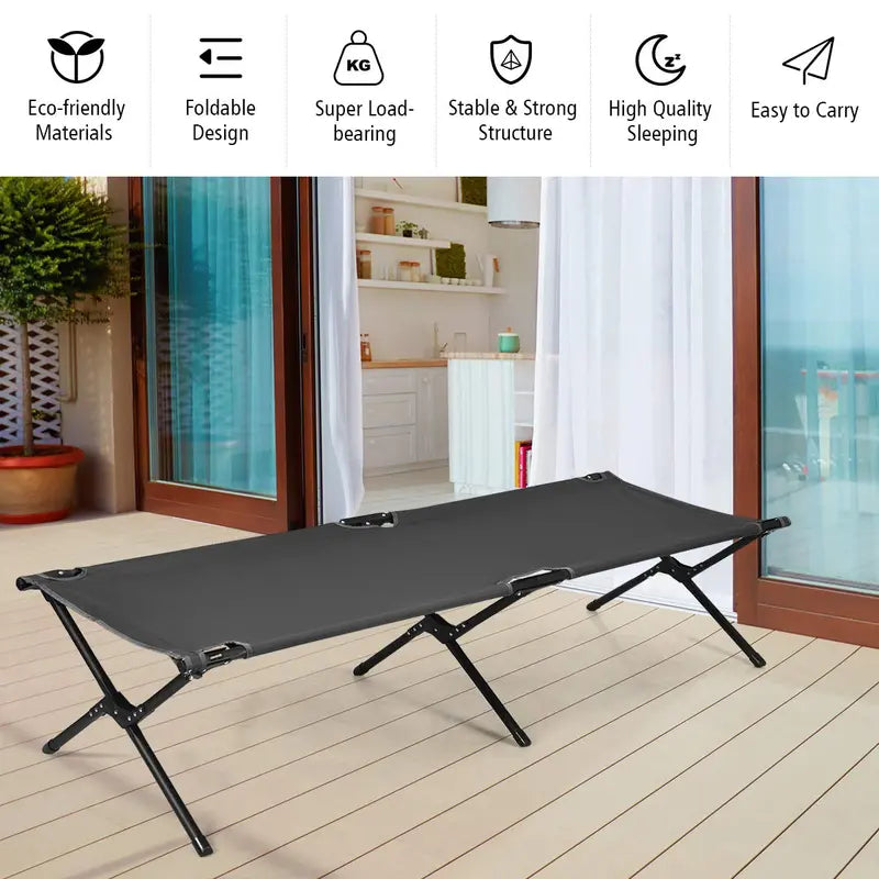 Travel-Ready Folding Camping Cot with Durable Carry Bag Included
