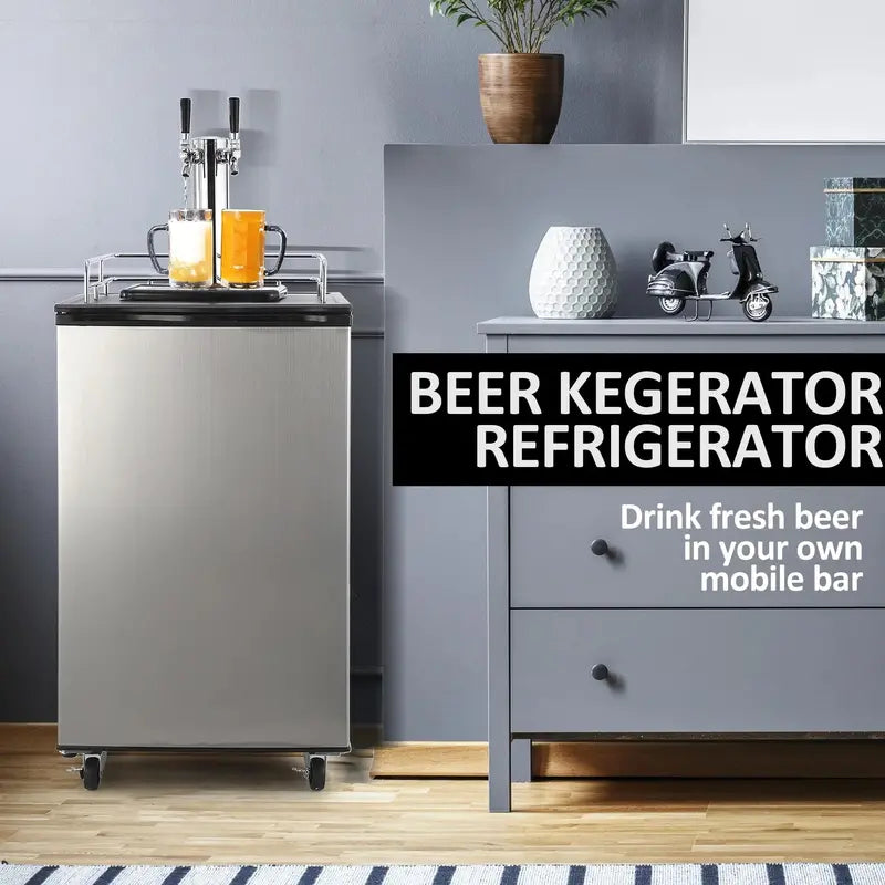 Dual-Tap Kegerator  Full-Size Stainless Steel Draft Beer Dispenser with CO2 Tank and Precision Temp Control (32 F 0 F)