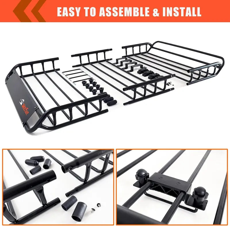 Universal Roof Rack Basket – 51 x 36 x 5 Inches with Waterproof Storage Bag