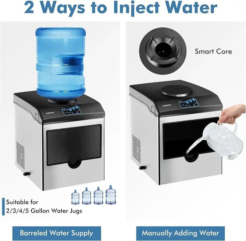 COSTWAY Countertop Ice Maker  Water Dispenser Included, 3 Ice Sizes, 48 lbs/Day Output