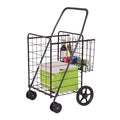 Costway Folding Shopping Cart Jumbo Basket with Swivel Wheels