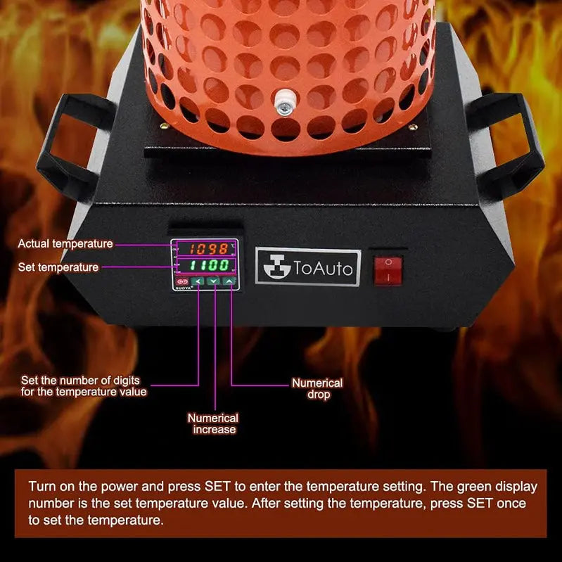 Toauto TGF3000-V1.1 Gold Melting Furnace – 1400W, 2100°F, Dual-Capacity (1kg + 3kg) Foundry Equipment