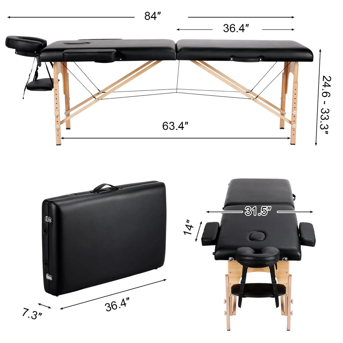 Yaheetech Portable Massage Bed for Beauty Tattoo