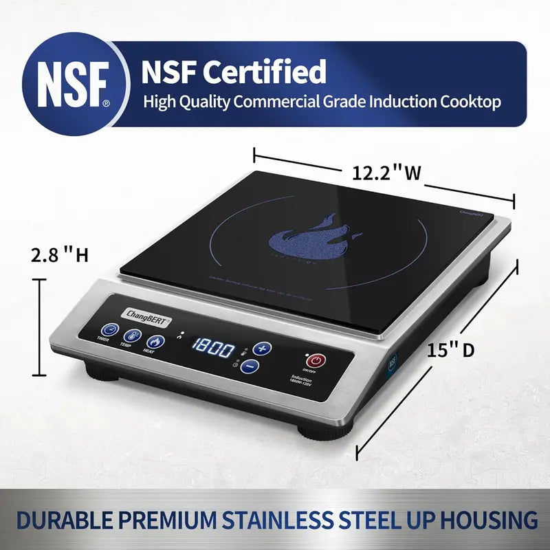 Stainless Steel Portable Induction Cooktop with 8-Inch Heating Zone