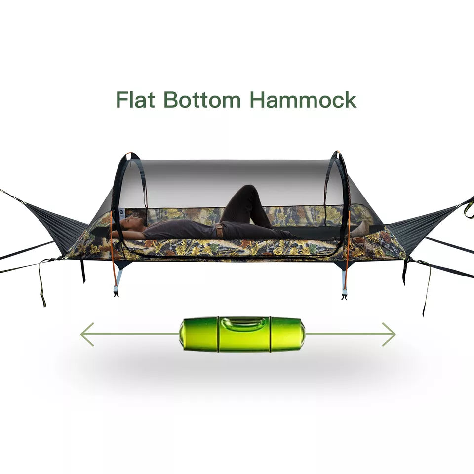 Lay Flat Hammock Tent Camping Hammock Tent with Mosquito Net Hanging Bed Camo