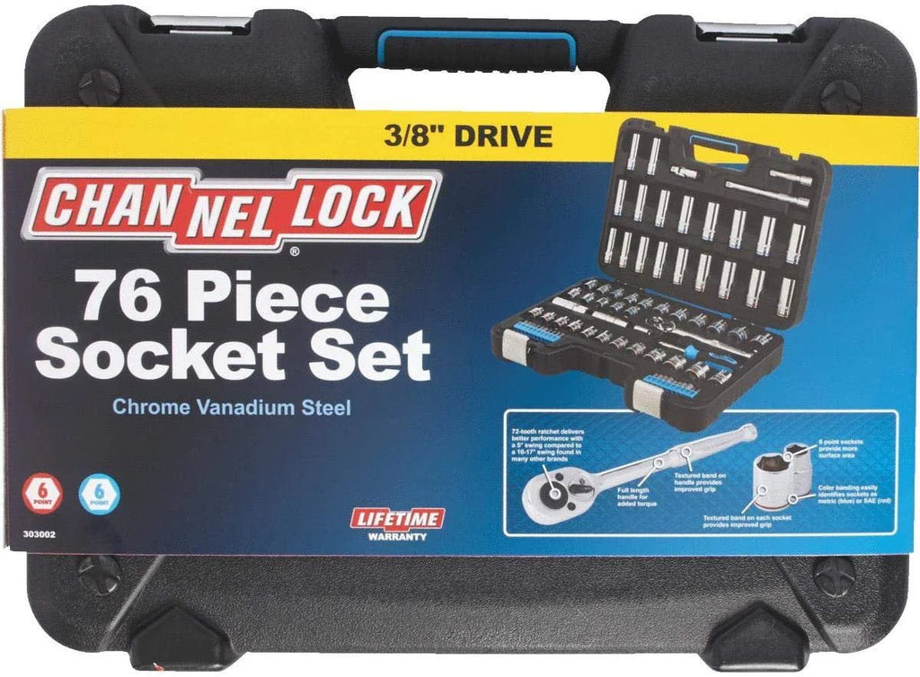 Channellock Standard/Metric 3/8" Drive 6-Point Combination Socket Set (76-Piece)
