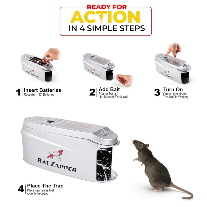 Teal Elite Electric Mouse Trap – Silver Rodent Zapper, LED Alert Light, Modern Indoor Pest Control (RZ100-B)