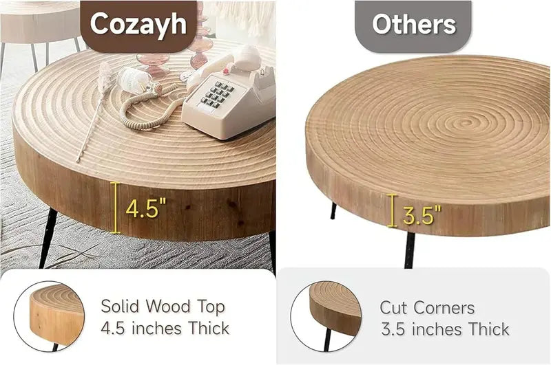 Two-Piece Farmhouse Nesting Coffee Tables – Stylish Round Accent Set for Cozy Living Spaces
